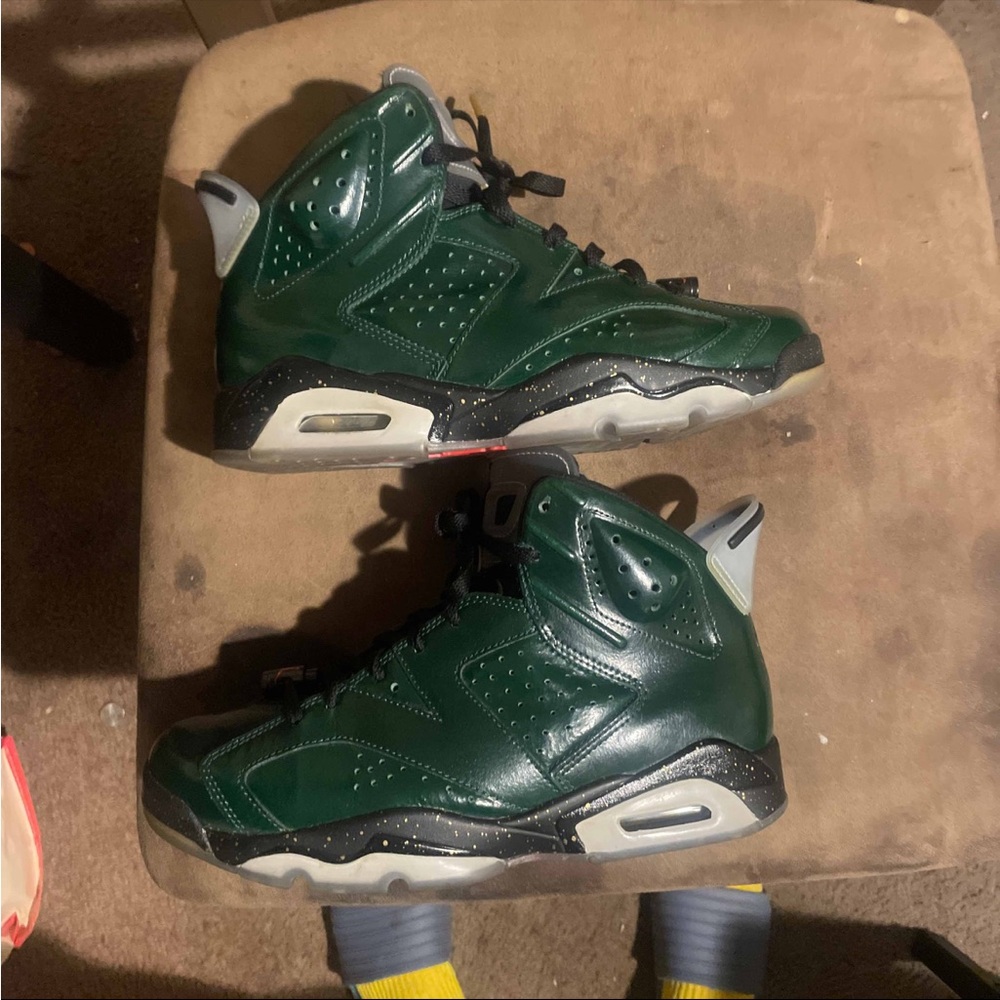Jordan Green and Black Athletic Shoes
